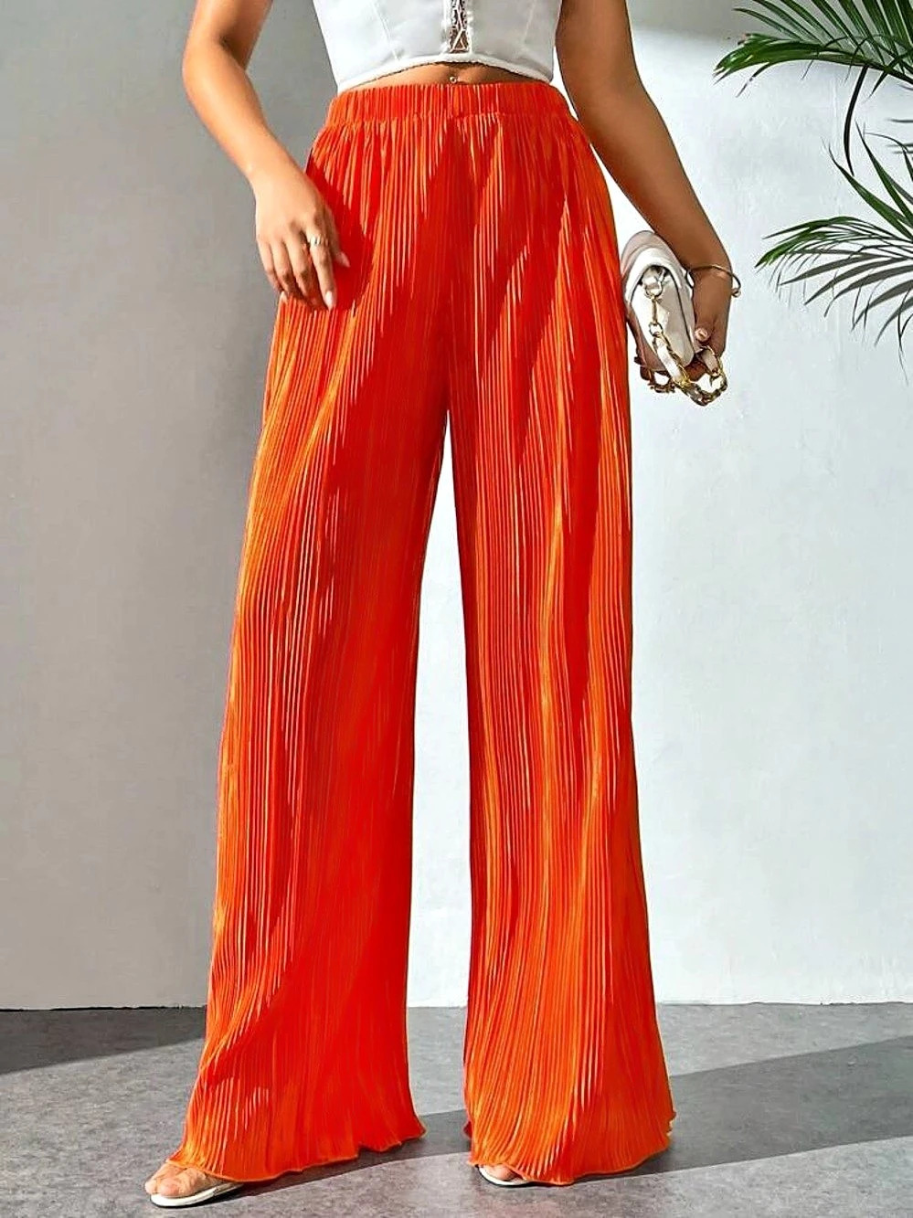 AKIRA Pleated Wide Leg Pants in Orange Like New